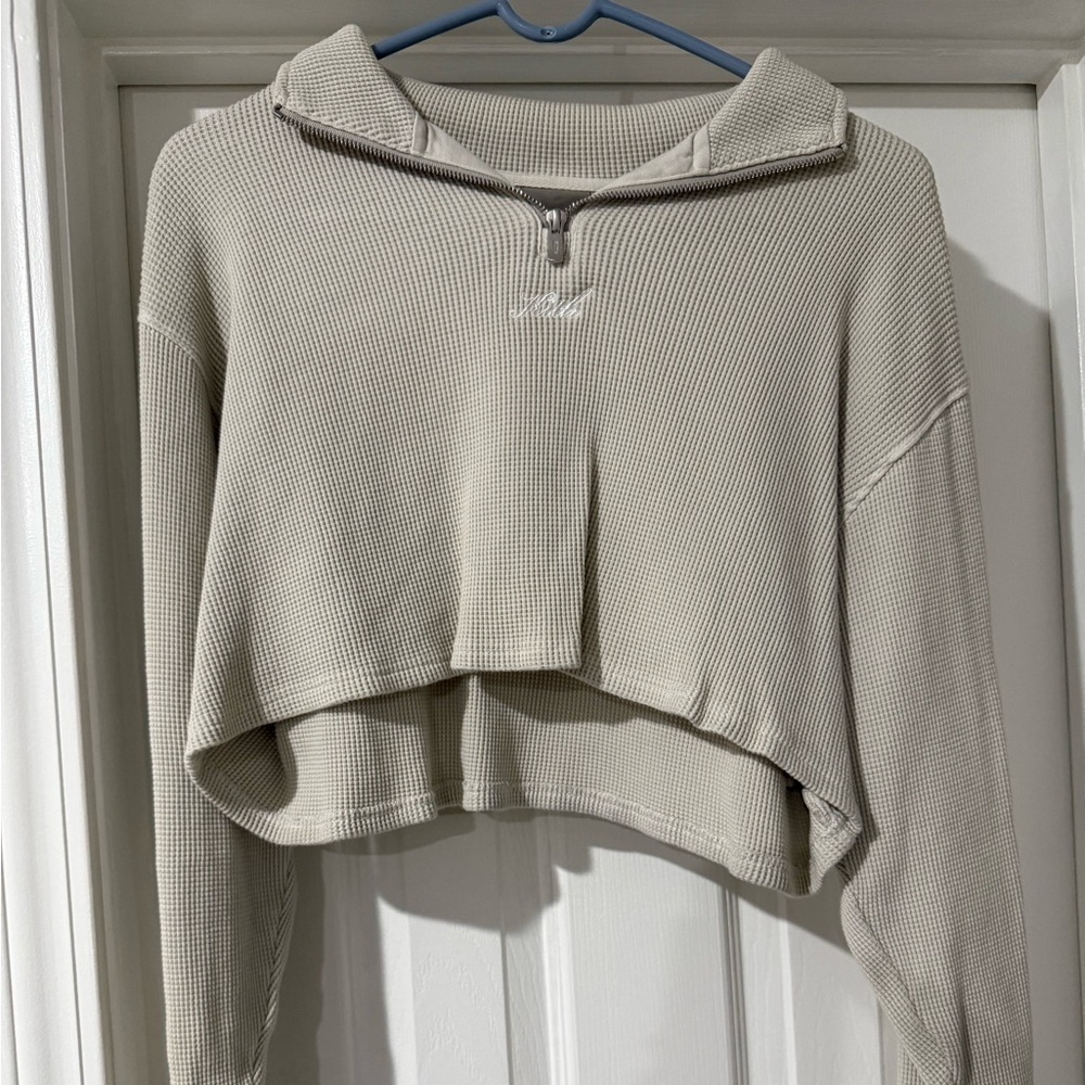 Kith Women's cream Waffle Cropped Quarter Zip